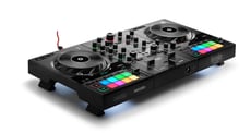 Hercules DJ Control Inpulse 500 - 16 pads retroiluminados RGB con 8 modos (Hot Cue, Loop, Slicer...), Jog wheels grandes: 14 cm de diámetro, Play/Pause, Cue, Shift, Sync, jog wheels con detección táctil, Botones de vinilo, deslizam...