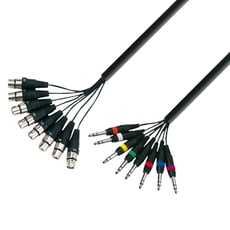 Adam hall K3L8FV0300 - canales 8, longitud 3m, De color negro, Diámetro del cable 12,8 mm, Sección transversal del conductor central 0,23 mm², 1 conector XLR, 