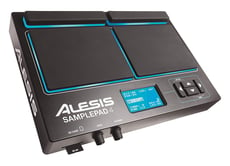 Alesis Samplepad 4 - 4 superficies de juego de impacto dinámico, 25 sonidos incorporados, 10 juegos preestablecidos, Agregue muestras a través de la ranura para tarjeta SD, Hasta 512 sonidos y 91 kits de batería, Almoh...