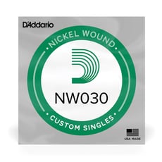 Daddario  NW030 Single String - Para cuerdas de acero y guitarra eléctrica, Calibre: 030, Herida de níquel, 