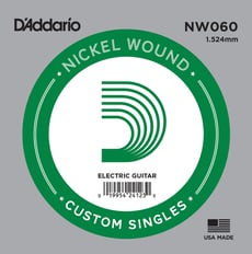 Daddario  NW060 Single String - herida redonda de níquel, núcleo de acero, Fuerza: 060w, 