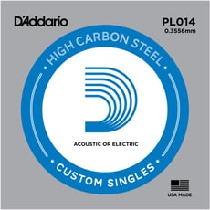 D´Addario  PL014 Single String  - sola cuerda, Para guitarra eléctrica o guitarra de cuerdas de acero, acero liso, Mayor calidad de sonido y durabilidad, Calibre: 014, 