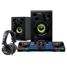 Hercules DJ DJStarter Kit - Controlador DJControl Starlight DJ + cable USB, DJMonitor 32 monitores DJ + 3 cables de alimentación (Reino Unido, UE, 