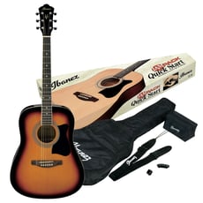 Ibanez V50NJP-VS Jam Pack  - paquete de guitarra, Forma del cuerpo: Acorazado, tapa de abeto, Agathis espalda y costados, Brazo en Nyatoh, Escala en Nandu, 