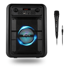 NGS   Roller Lingo Black - Altavoz portátil 20W compatible con tecnología Bluetooth-USB/TF/AUX IN.7 HR autonomía y micrófono, Transporte el altavoz cómodamente gracias al asa y al bajo peso (1,70 kg, micrófono incluido), Inc...