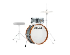 Tama Club Jam Mini Kit -CCM - Los tambores están hechos de mersawa/álamo de 6 capas (7 mm), Cuenta con un acabado envolvente., Aros de madera de color marrón claro en el bombo, LJK28S-CCM, Color: niebla de carbón, Bombo: 18