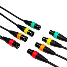 Zoom  SET 4 CABOS XLR XLR4CC  - Para podcasts de tablero y grabación de música, 4 cables de micrófono XLR de bajo ruido, 4 pares de anillos codificados por colores, Conectores de servicio pesado, Permite una identificación clara ...