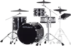 Roland  VAD504 E-Drum Set - Tambores en V de diseño acústico, Con módulo de batería Roland TD-27 2.0, Pads de batería de tamaño completo, Tambor de madera y tono, Acabado: Resplandor de medianoche, caja de acero inoxidable, ...