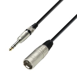 Adam hall K3BMV0100 - Cable de micrófono XLR macho a conector estéreo de 6,3 mm, Longitud: 1m, Conectores originales Adam Hall y cable de alta calidad., 