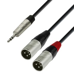 Adam hall K4YWMM0300 - REAN Cable de audio de minijack estéreo de 3,5 mm a XLR macho de 2 x 3 m, papas fritas, 1x Jack TRS 3.5mm (1/8