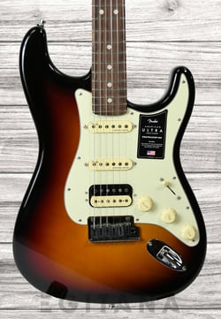 Fender American Ultra Strat HSS RW Ultra burst  - Cuerpo: Aliso (aliso), Mástil atornillado de arce (Acer), Perfil del brazo: 