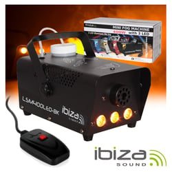 Ibiza 400W c/ 3 Leds 3W e Comando Preta LSM400LED-BK - Máquina de humo con 400W de potencia y LEDs, 3 LEDs naranjas de 1W de potencia máxima, Capacidad del depósito: 0,3 litros, Producción de humo: 14m3/mn, Tiempo de calentamiento: 8 minutos, Peso: 1,8...
