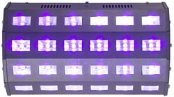 Ibiza  LED-UV24 - 9 canales DMX, Funcionamiento automático, controlado por sonido, maestro-esclavo y DMX, Cantidad de LED 24 LED UV de 3 W, Alimentación 220-240VAC 50/60HzHz, Consumo 75W, Tamaño 31x17x12 cm, 