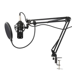 Karma  Microfone Estúdio c/ Suporte KM-CMC20  - MICRÓFONO, Longitud del cable: 2,5 m, Respuesta de frecuencia: 20Hz - 20KHz, Sensibilidad: -45dB ± 3dB (OdB = 1V Pa, a 1kHz), De color negro, Peso: 1,15Kg, 