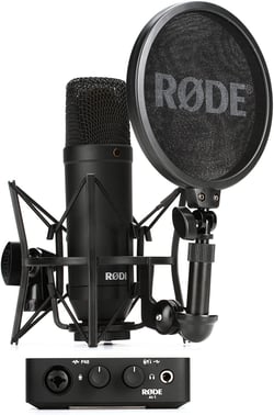 Rode Complete Studio Kit - set de grabacion, Incluye interfaz de audio AI-1, micrófono NT1, araña SMR, cable de micrófono XLR y software Ableton Live Lite, Tiene interfaz de audio AI-1:, Interfaz de audio USB 2.0, 24 bits / ...